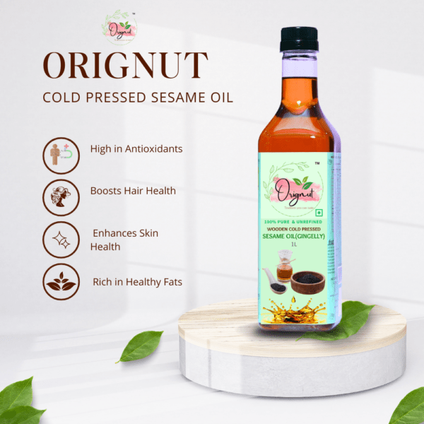 ORIGNUT Pure and Unrefined Cold Pressed Traditional Sesame (Gingelly) Oil -1L - Image 3