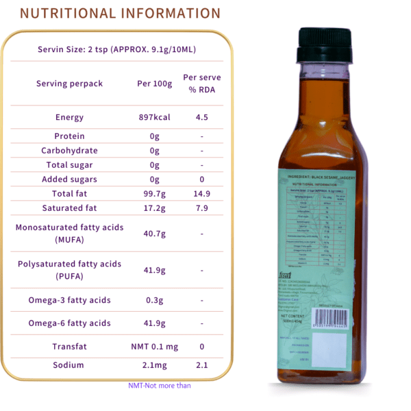 ORIGNUT Pure and Unrefined Cold Pressed Traditional Sesame (Gingelly) Oil -500ml - Image 4