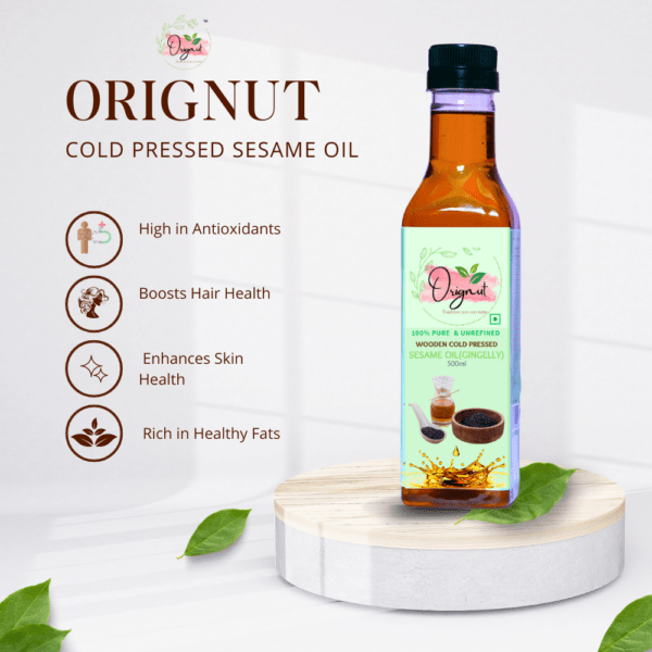 ORIGNUT Pure and Unrefined Cold Pressed Traditional Sesame (Gingelly) Oil -500ml - Image 7