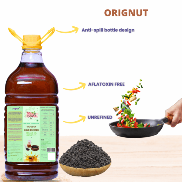 ORIGNUT Pure and Unrefined Cold Pressed Traditional Sesame (Gingelly) Oil -5L - Image 5