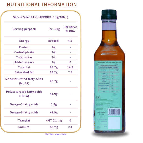 ORIGNUT Pure and Unrefined Cold Pressed Traditional Sesame (Gingelly) Oil -1L - Image 5