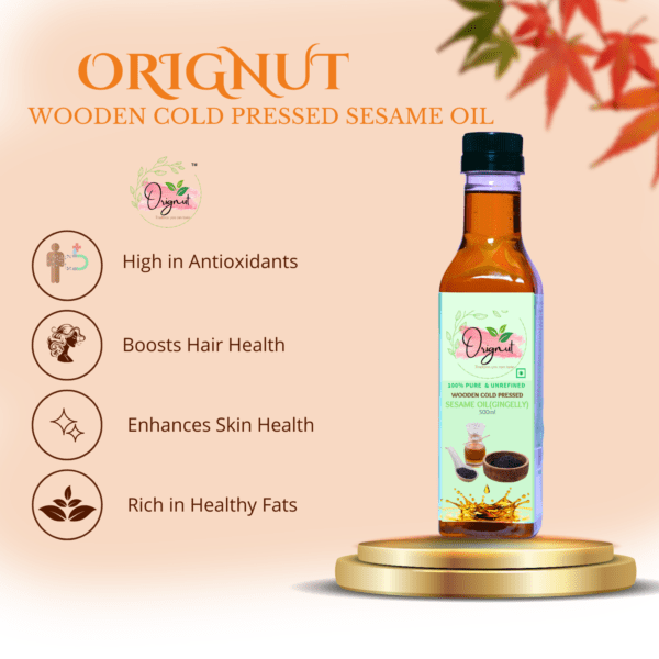 ORIGNUT Pure and Unrefined Cold Pressed Traditional Sesame (Gingelly) Oil -500ml - Image 3