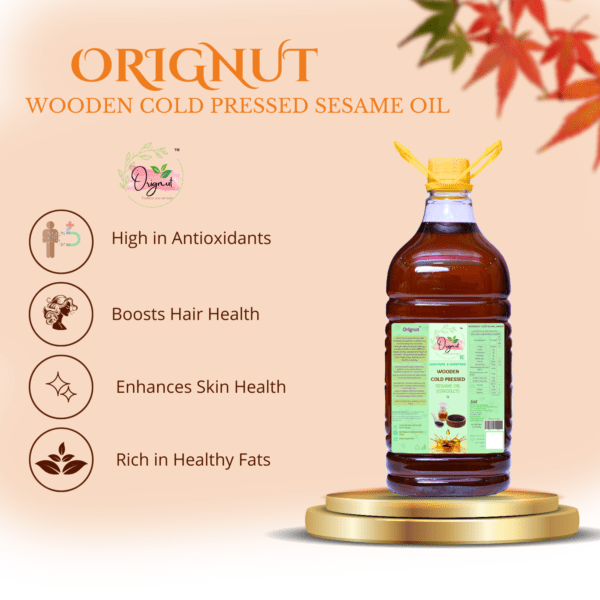 ORIGNUT Pure and Unrefined Cold Pressed Traditional Sesame (Gingelly) Oil -5L - Image 3